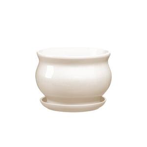 Doniczka ceramiczna z podstawką kokarda 17 x 23,5 cm krem połysk symbol 660