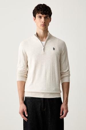 U.S. Polo Assn. sweter męski z bawełną Rich Funnel 1/4 Zip