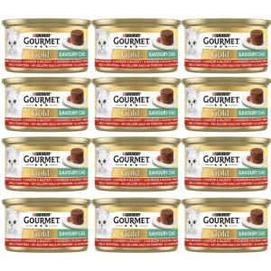 Purina Gourmet Gold Savoury Mokra karma z wołowiną i pomidorem 85g x 12 szt