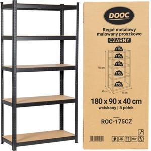 Regał metalowy malowany proszkowo180 x 90 x 40 cm czarny
