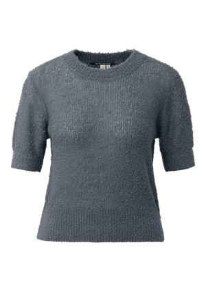 Sweter z krótkim rękawem o fakturze bouclé