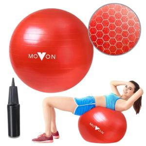 PIŁKA FITNESS 65CM CZERWONA Z POMPKĄ CIĄŻOWA DO ĆWICZEŃ REHABILITACJI