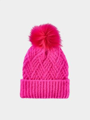 4F JUNIOR Czapka dziecięca z pomponem F419 różowa (one size)