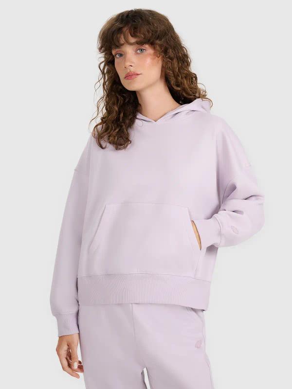 4F bluza dresowa damska z kapturem 4FWAW25TSWSF1887 fioletowy (L)