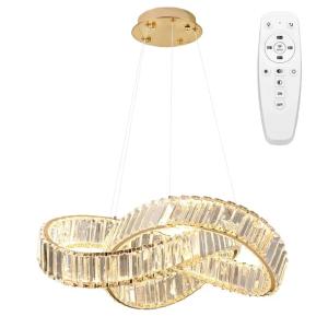 LAMPA WISZĄCA SUFITOWA LED ZŁOTA KRYSZTAŁOWA Z PILOTEM XXL GLAMOUR TOOLIGHT
