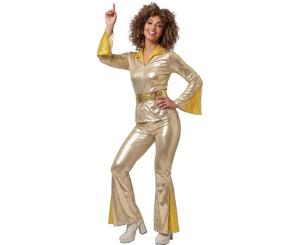 STRÓJ DISCO FUNK ZŁOTY LATA 70. 80. DYSKOTEKA KARNAWAŁ DAMSKI 36-38 (S)