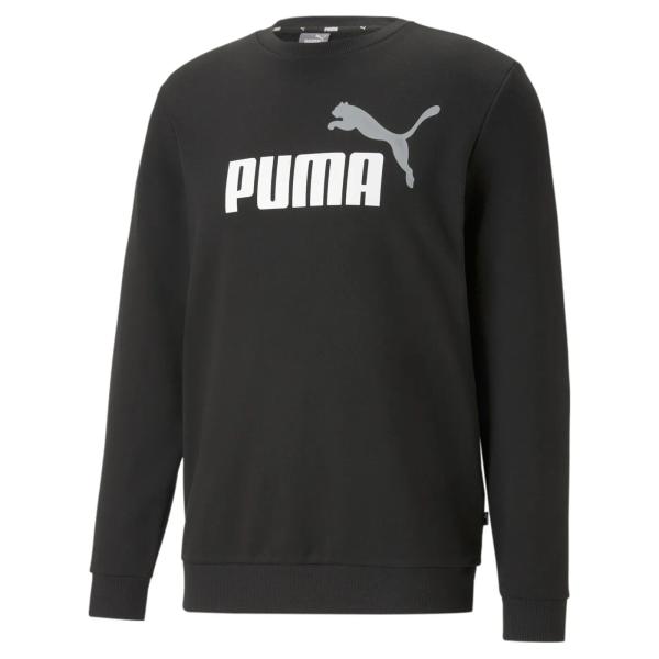 PUMA bluza męska bawełniana bez kaputra ESS+ 2 Col Big Logo Crew TR czarna (S)