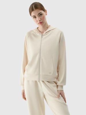 4F bluza dresowa damska na zamek 4FWSS25TSWSF1577 beżowa (L)