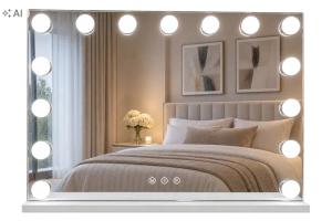 Lustro kosmetyczne LED do makijażu PODŚWIETLANE 3 barwy dotykowe 58x46 cm