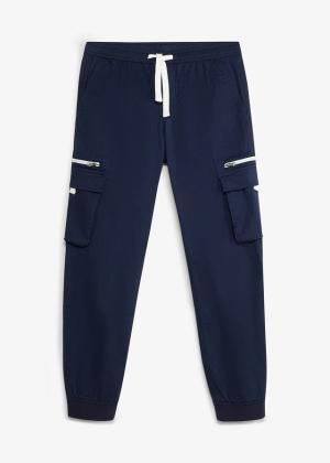 Spodnie cargo z gumką w talii, ze stretchem, regular fit