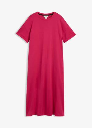 Szeroka sukienka T-shirtowa z grubszego materiału typu interlock z bawełny organicznej, z kieszeniami