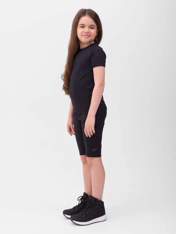 4F Legginsy krótkie dziewczęce F436 czarne (122/128)
