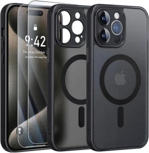 ETUI DO MAGSAFE CZARNY MAT DO APPLE IPHONE 16 PRO + 2x SZKŁO