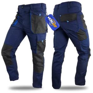 MOCNE Spodnie robocze BLUE WZMACNIANE OXFORD600 duże rozmiary BHP ochronne