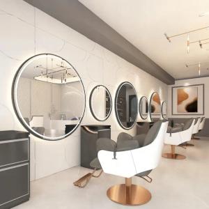 Konsola Konsoleta Fryzjerska Barberska Lustro 60x60 LED PRO okrągłe