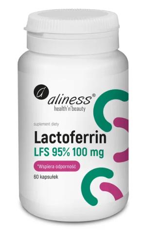 Aliness Lactoferrin LFS 95% 100mg Laktoferyna Bydlęca z Witaminą C 60 kaps.