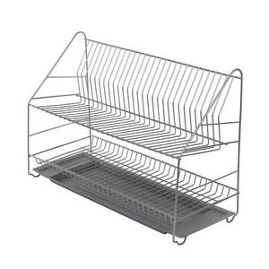 Suszarka do naczyń 2-poziomowa 60 cm srebrna z tacką