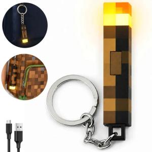 MINI LATARKA LED BRELOK MINEBLOCK POCHODNIA USB GADŻET DO KLUCZY I PLECAKA