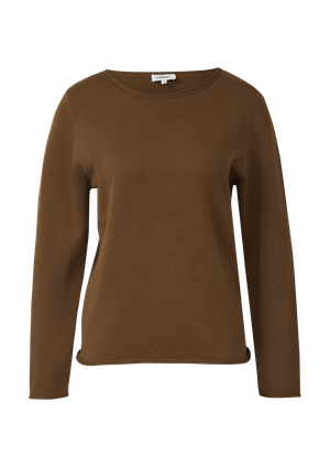 Sweter z cienkiej dzianiny z podwiniętymi brzegami