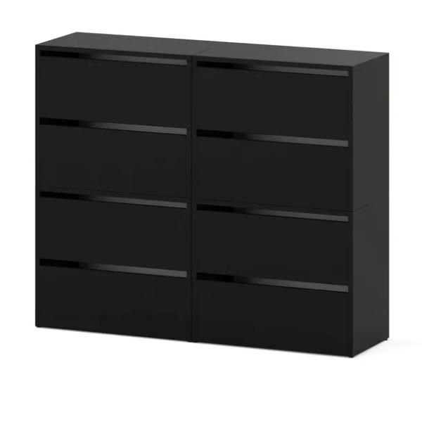 Szafka Na Buty Wysoka Czarna 120 CM 8 Półek Regał Stojak Bez Siedziska Loft