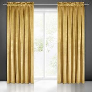 Zasłona gotowa na taśmie marszczącej PIERRE 300 x 140 cm musztardowy