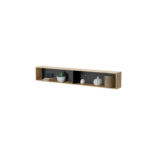 Półka wisząca Bed Concept BC-30 211x33x25 cm | Dąb artisan/Czarny | dekoracyjna | praktyczna | do sypialni