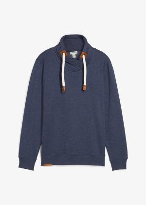 Bluza z szalowym kołnierzem z detalami z imitacji skóry