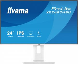 IIYAMA Monitor ProLite 23.8 cala XB2497HSU-W1 IPS,FHD,HDMI,DP,120Hz,350CD,2xUSBv3.2, 2xUSB-C, GW 5lat, HAS 150/PIVOT, BIAŁY
