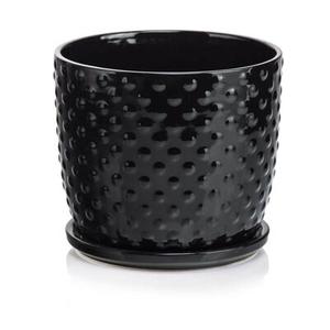 Donica z podstawkiem czarna 14 cm