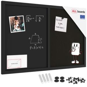 Tablica COMBI korkowa czarny korek magnetyczna 60x40 rama drewniana czarna