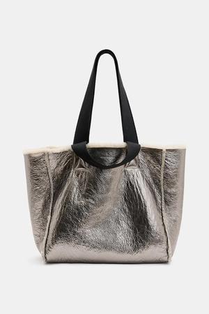 AllSaints torebka skórzana dwustronna IZZY SHEARLING
