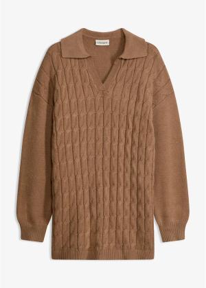 Sweter z warkoczowym splotem z mieszanki wiskozy