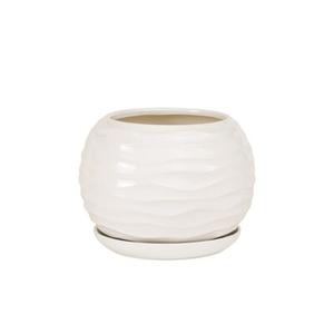 Doniczka ceramiczna z podstawką kula duna 16 x 14 cm krem połysk symbol 2024