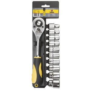 Klucz nasadowy 1/2", zestaw 11 sztuk TOPEX