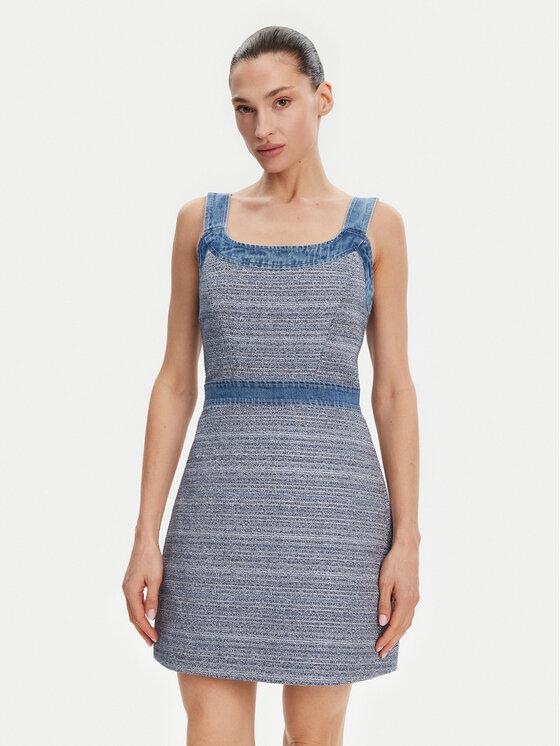 Guess Sukienka codzienna W5GK77 WH610 Niebieski Slim Fit