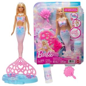 BARBIE BĄBELKOWA SYRENKA RÓŻOWA LALKA MODOWA + AKCESORIA ZESTAW DLA DZIECI