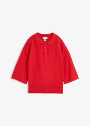 Sweter z kołnierzykiem polo z mieszanki bawełny