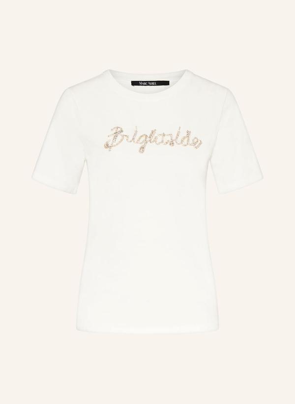 Marc Aurel T-Shirt Z Obszyciem Ozdobnymi Kamykami weiss
