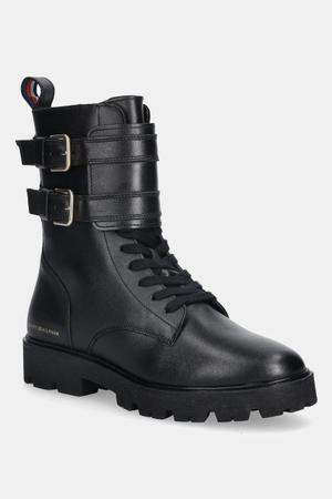 Tommy Hilfiger botki skórzane TH LTHR BIKER LACEUP