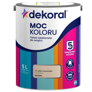 Farba lateksowa do wnętrz MOC KOLORU Latte macchiato 5 l Dekoral