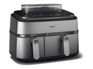 Frytkownica beztłuszczowa Air fryer PHILIPS OVI ULTRA NA555/00 Dual Basket Airfryer Series 5000 z funkcją gotowania na parze Srebrny