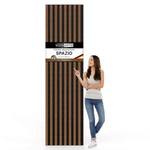 Lamele ścienne SPAZIO 54 x 260 cm akustyczne na czarnym filcu Ciemny Orzech