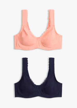 Biustonosz typu T-shirt optycznie zmniejszający biust, na fiszbinach, z bawełny organicznej (2 szt.)