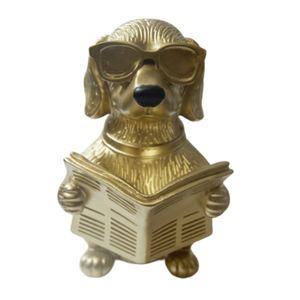 Figura ozdobna pies 29 cm złoty