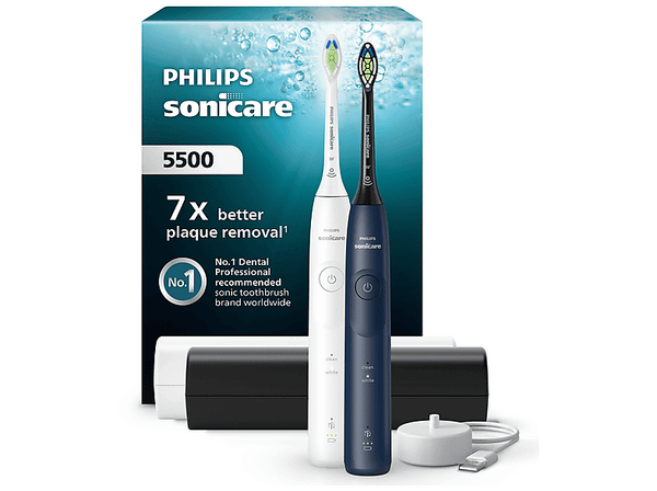 Zestaw szczoteczek sonicznych PHILIPS SONICARE Sonicare 5500 HX7119/01 Biały, Niebiesko-czarny