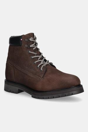Tommy Hilfiger buty wysokie skórzane FLEX TH OUTDOOR W NBK BOOT