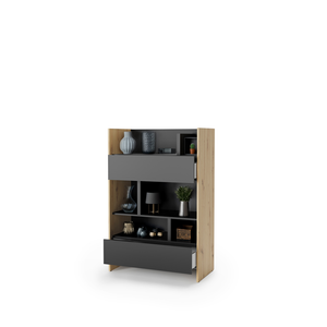 Regał Bed Concept BC-26 92x138x46 cm | Dąb artisan/Czarny | funkcjonalny | do półkotapczanu