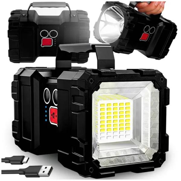 LATARKA LED AKUMULATOROWA SZPERACZ MOCNA DWUSTRONNA POWERBANK 7 TRYBÓW ZOOM