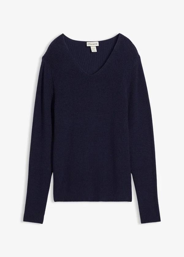 Sweter z prążkowanej dzianiny z czystej bawełny organicznej