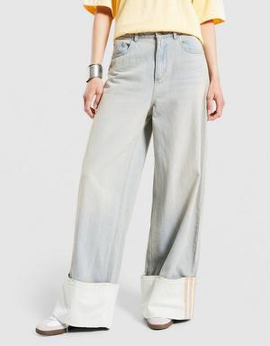 adidas Spodnie Wide Leg Jeans Vintage